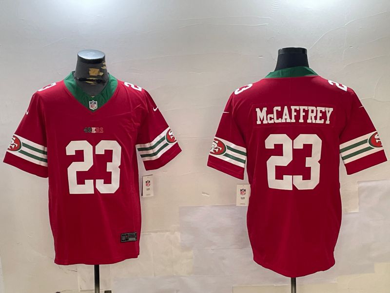 Men San Francisco 49ers #23 Mccaffrey Red Mexico three generations 2024 Nike Vapor Limited NFL Jersey style 1